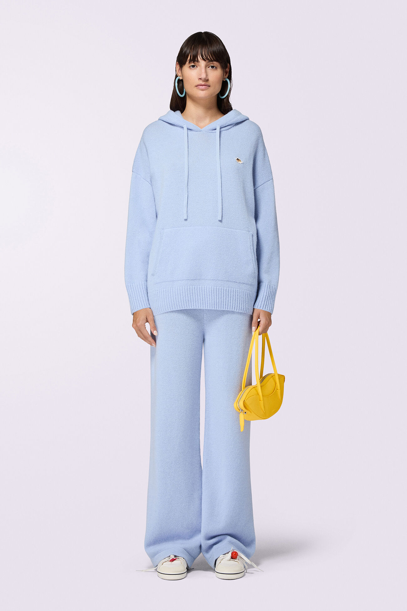 Angels Patch Knit Trousers Light Blue